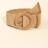 Women's Boho Round Buckle Elastic Khaki Belt