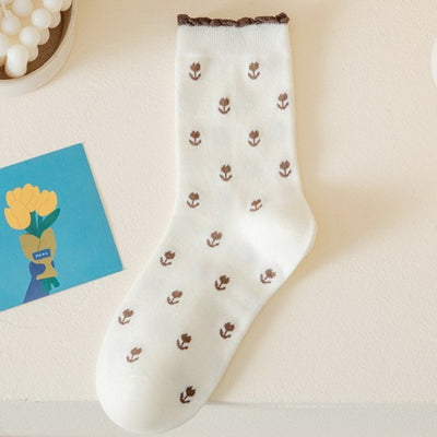 Ladies Floral Cotton Socks
