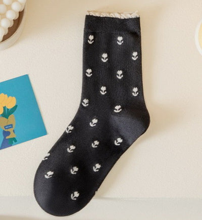 Ladies Floral Cotton Socks