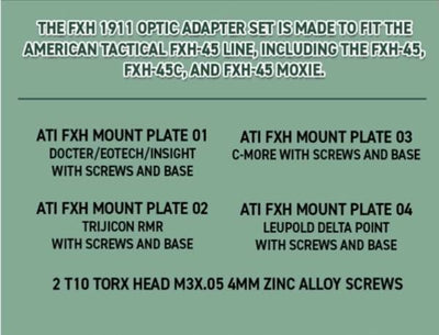 ATI FXH 1911 Optic Adapter Set Doctor Insight Trijicon C-More Leupold