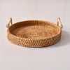 Handcrafted Natural Rattan Double Ear Serving Tray