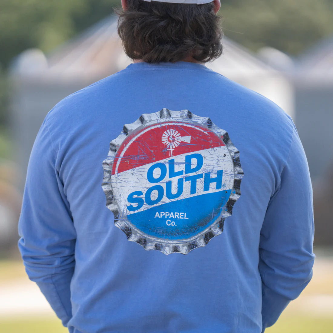 Long Sleeve Vintage Bottle Cap - Flo Blue