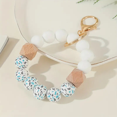 Silicone Beaded Wristlet Keychain