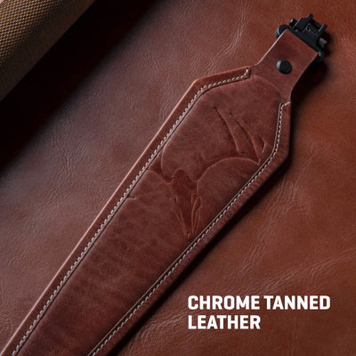 Heritage Deer Deboss Leather Rifle Sling - Rawhide