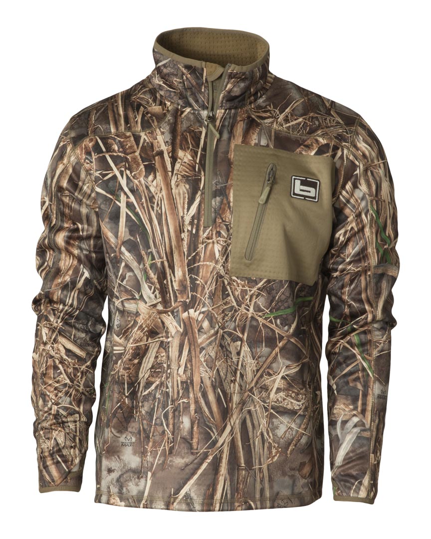 【BAON】Onke Fleece Long Field Padding Jumper Banded 1/4 Zip Mid-Layer Fleece Pullover - Phantom Outdoors
