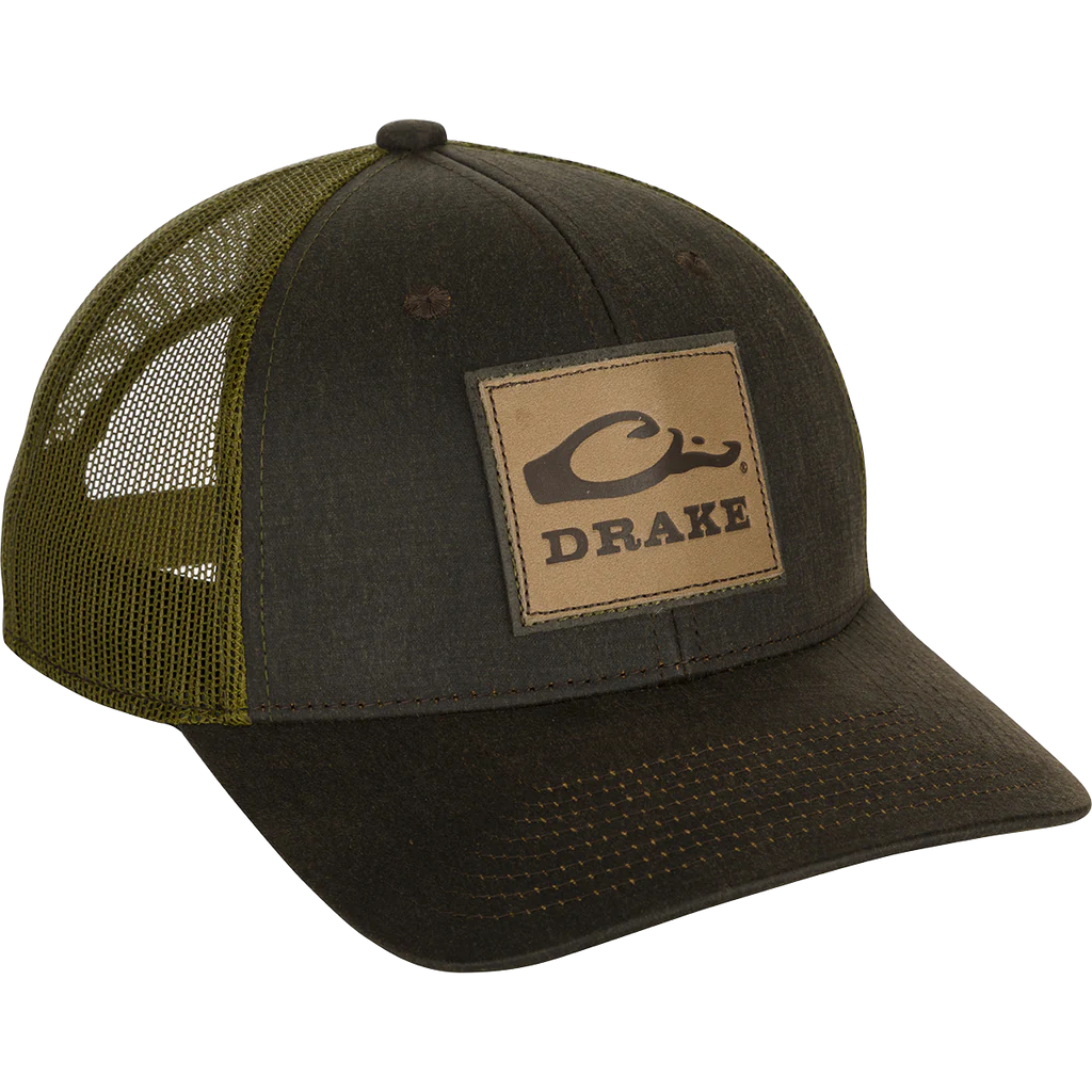 Drake Leather Patch Mesh Back Cap - Dark Brown