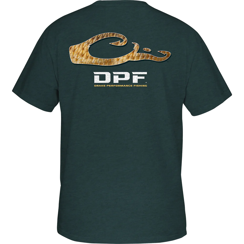 Drake Redfish Scales T-Shirt - Sea Moss Dark