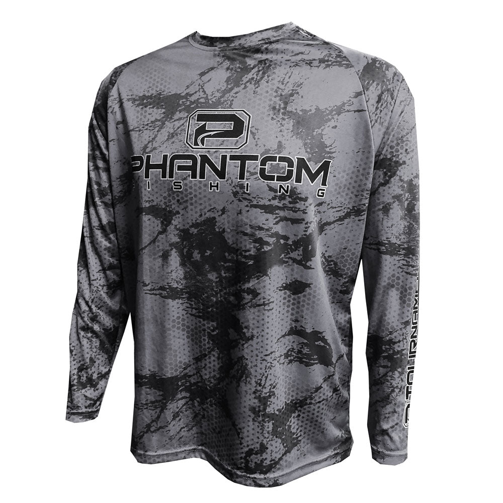 Phantom Camo Performance Fishing Shirt Grey / 3XL
