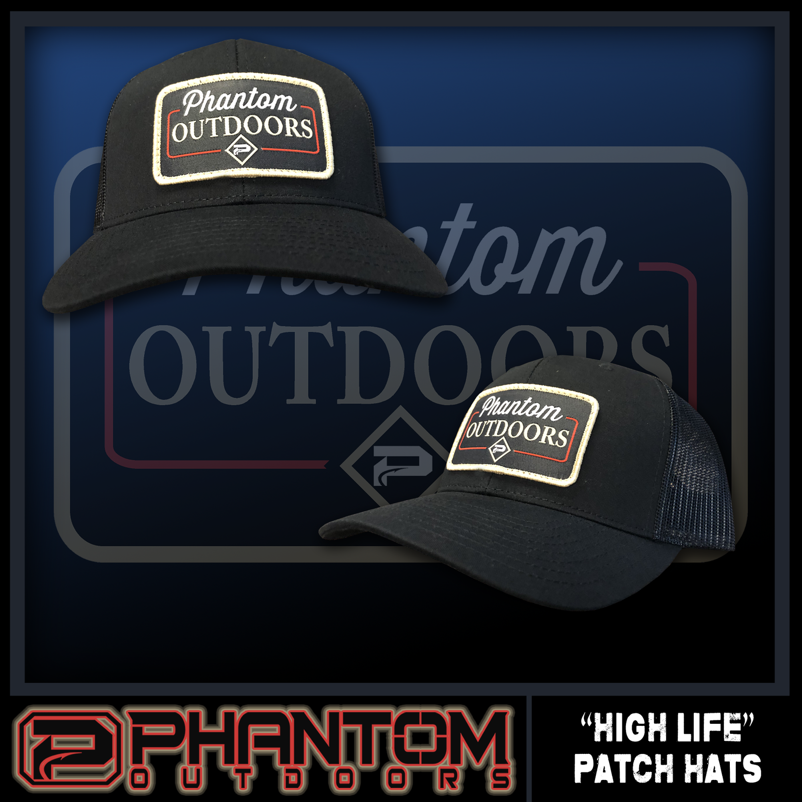 Phantom Outdoors - Tournament Grade Fishing Apparel - 🔥🔥 NEW PATCH HAT  🔥🔥 Introducing our newest leather patch hat! Custom shaped leather patch,  with a laser engraved Bass and Phantom P logo.