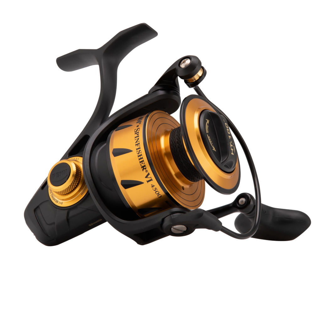 gold penn spinning reels Penn Spinfisher VI Spinning Reel- Black Gold 6
