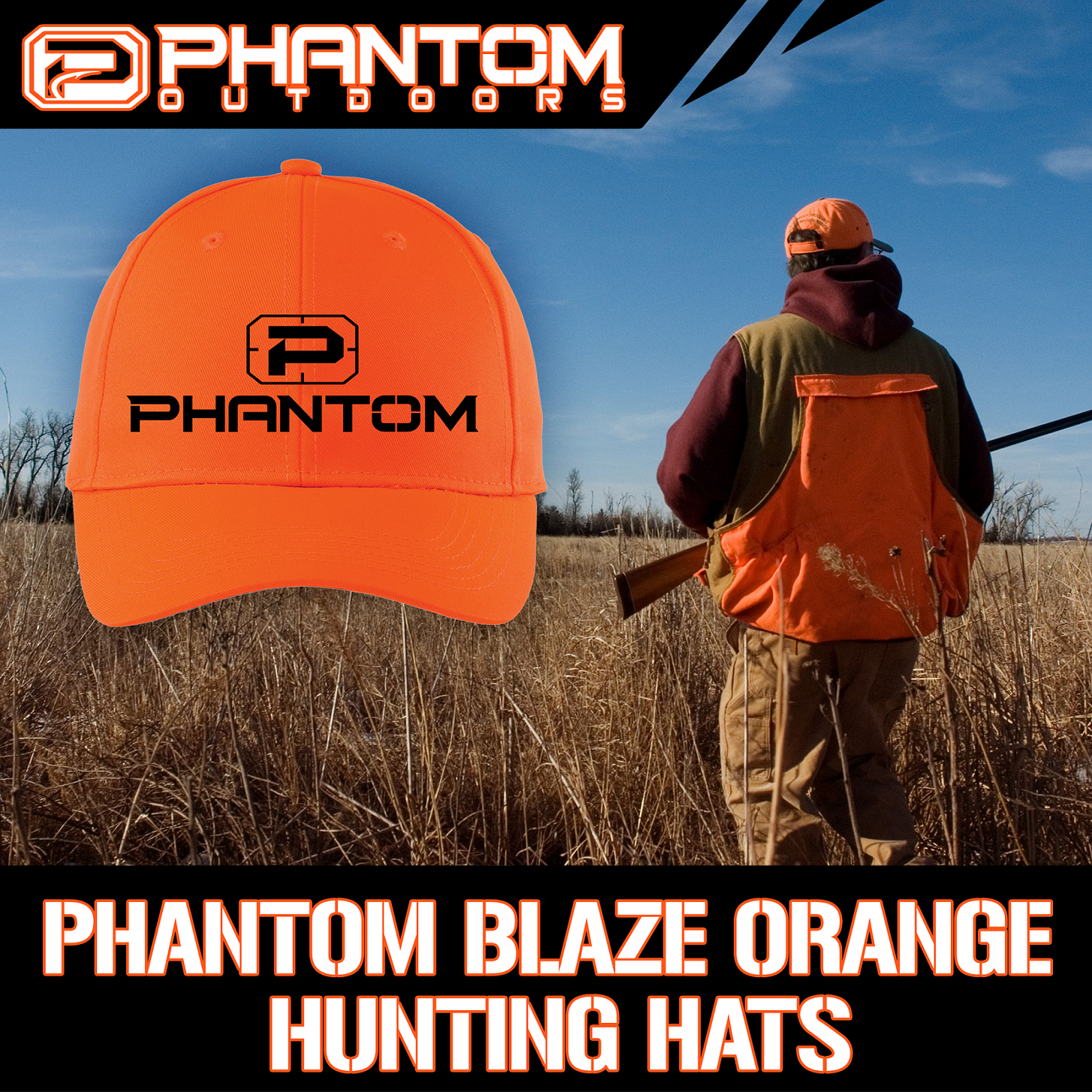 Phantom Hunting Blaze Orange Enhanced Visibility Hat