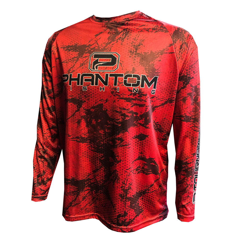 Phantom Camo Performance Fishing Shirt Red / S