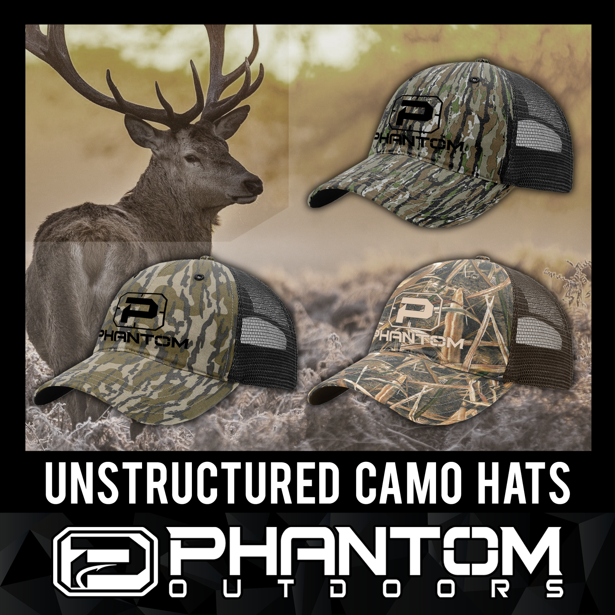 Phantom Camo Richardson Unstructured Trucker Hats
