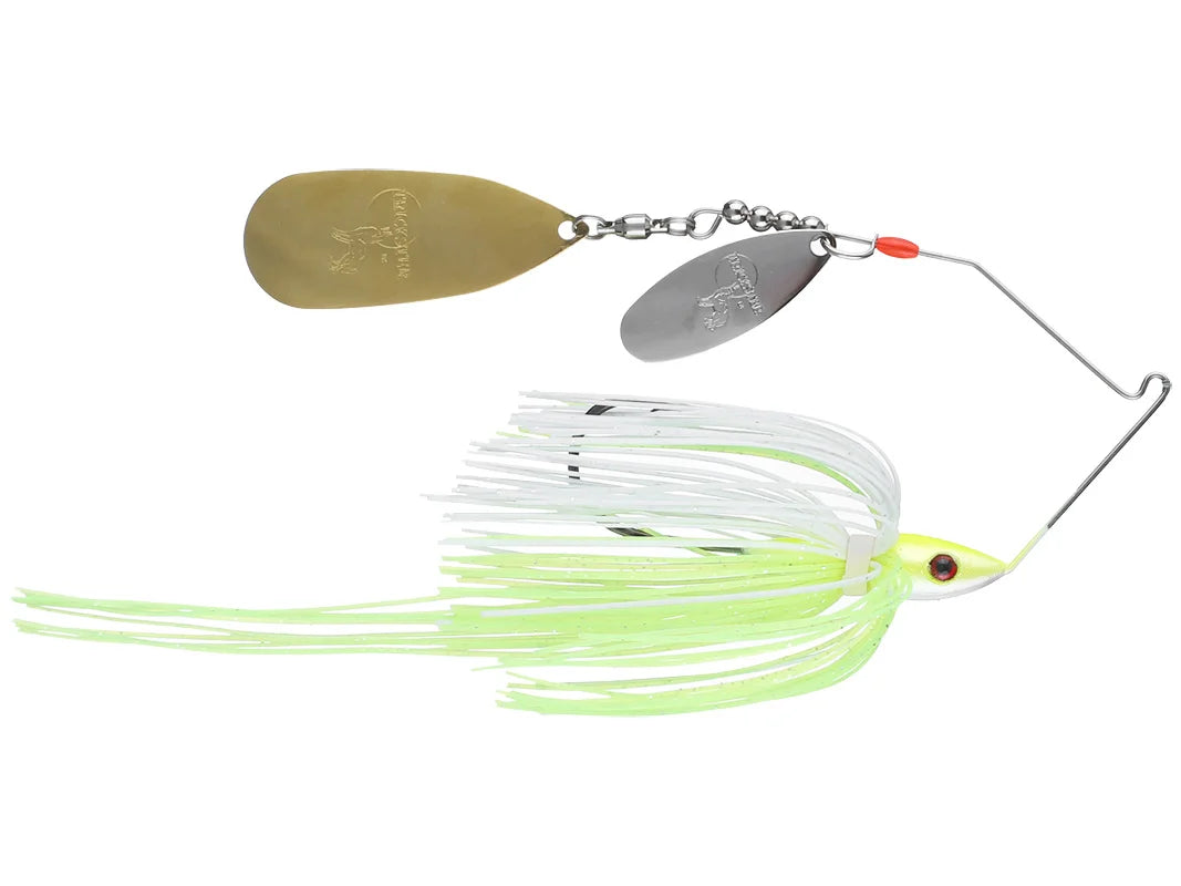 Nichols Lures Pulsator Metal Flake Double Willow Spinnerbait, White/Chartreuse, 3/8-Ounce, Green