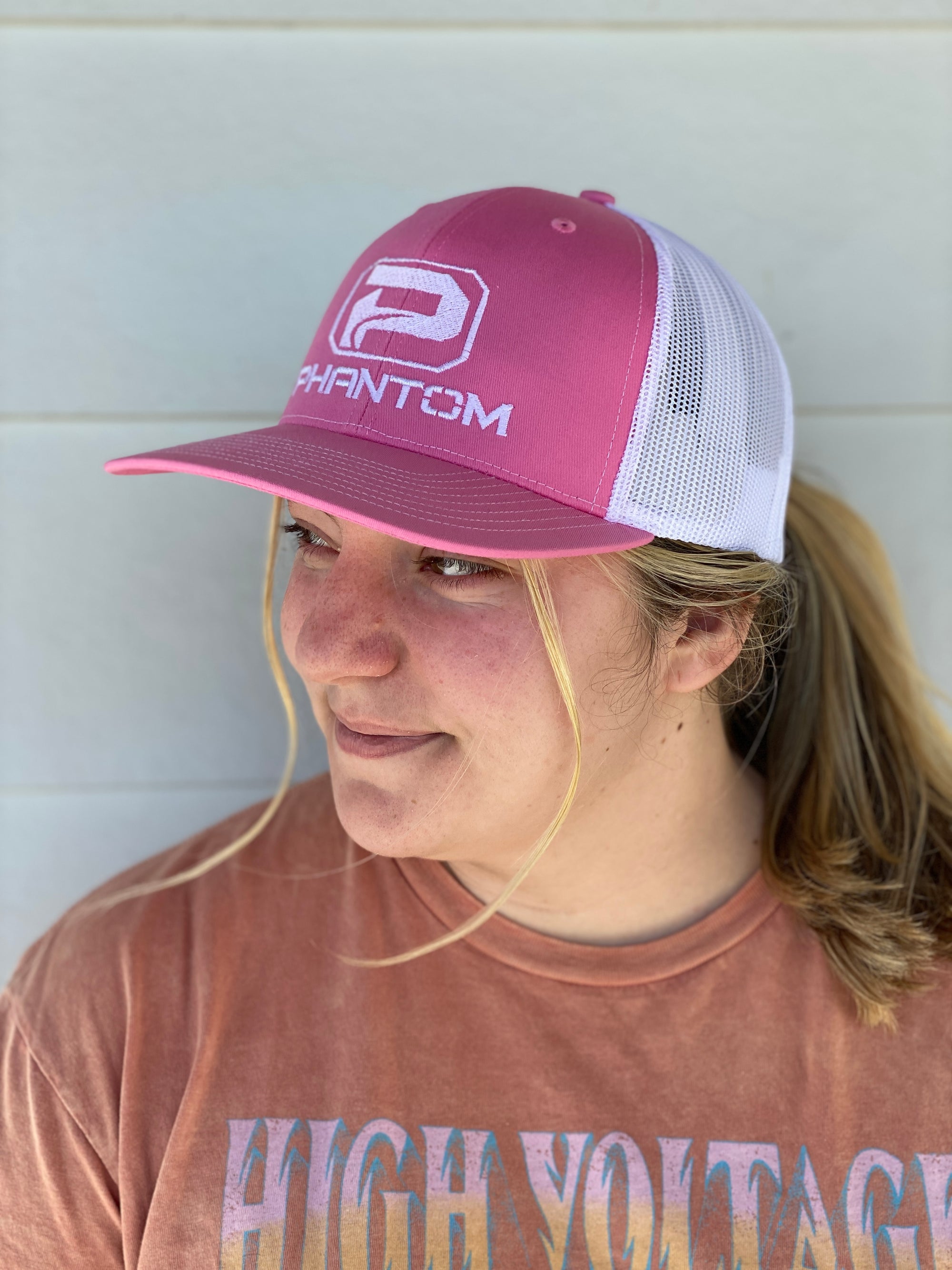 Richardson White Mesh Structured Trucker Hats Pink